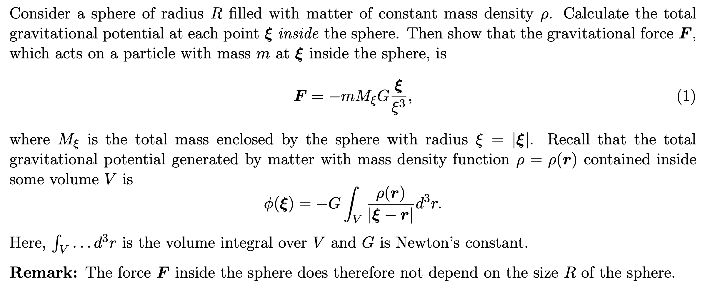 Solved Consider a sphere of radius R filled with matter of | Chegg.com