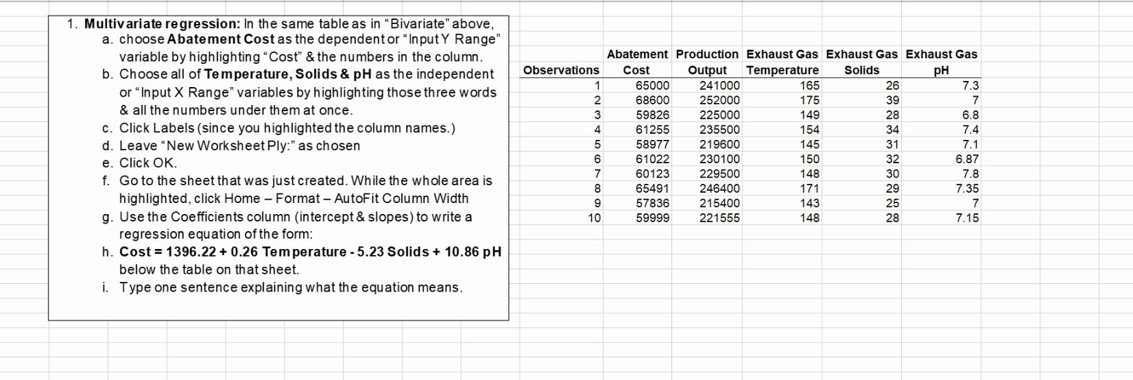Solved a practice sheet question for multivariate regression | Chegg.com