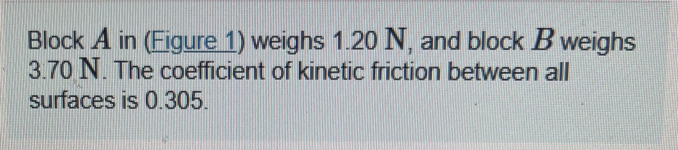 [Solved]: Block A In (Figure 1) Weighs 1.20N, And Block B W