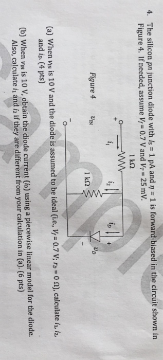 Solved The silicon pn junction diode with is = 1 pA and eta | Chegg.com