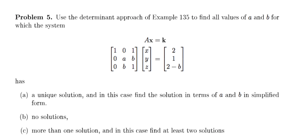 Solved Problem 5. Use the determinant approach of Example | Chegg.com