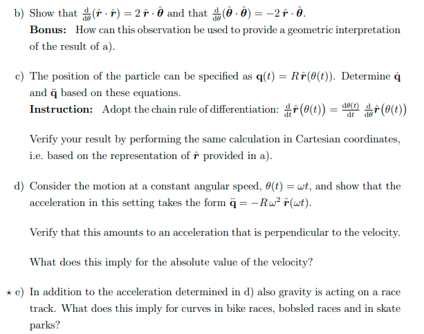 Solved Problem 4. Motion on a circular track The position of | Chegg.com