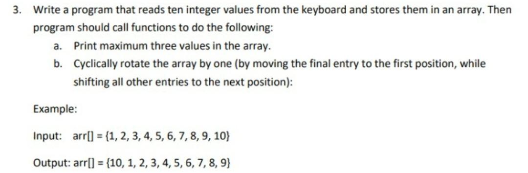 Solved 3. Write a program that reads ten integer values from | Chegg.com
