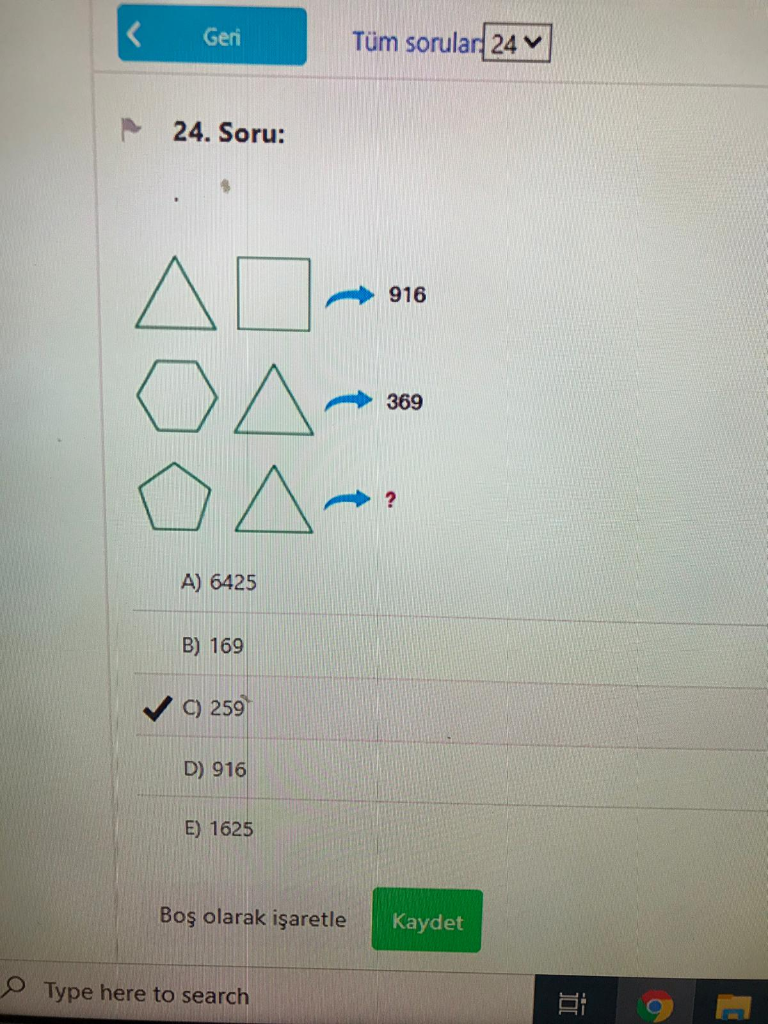 Solved Geri Tum Sorular 24 24 Soru 916 Ad Oa Oa 369 A Chegg Com