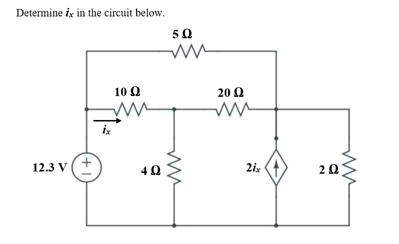 Solved Determine ix in the circuit below. 5 Ω w 20 Ω 10 Ω | Chegg.com