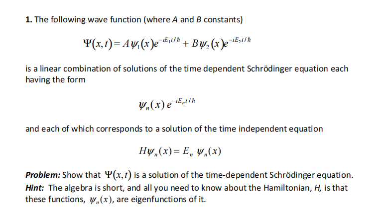 Solved 1. The Following Wave Function (where A And B | Chegg.com