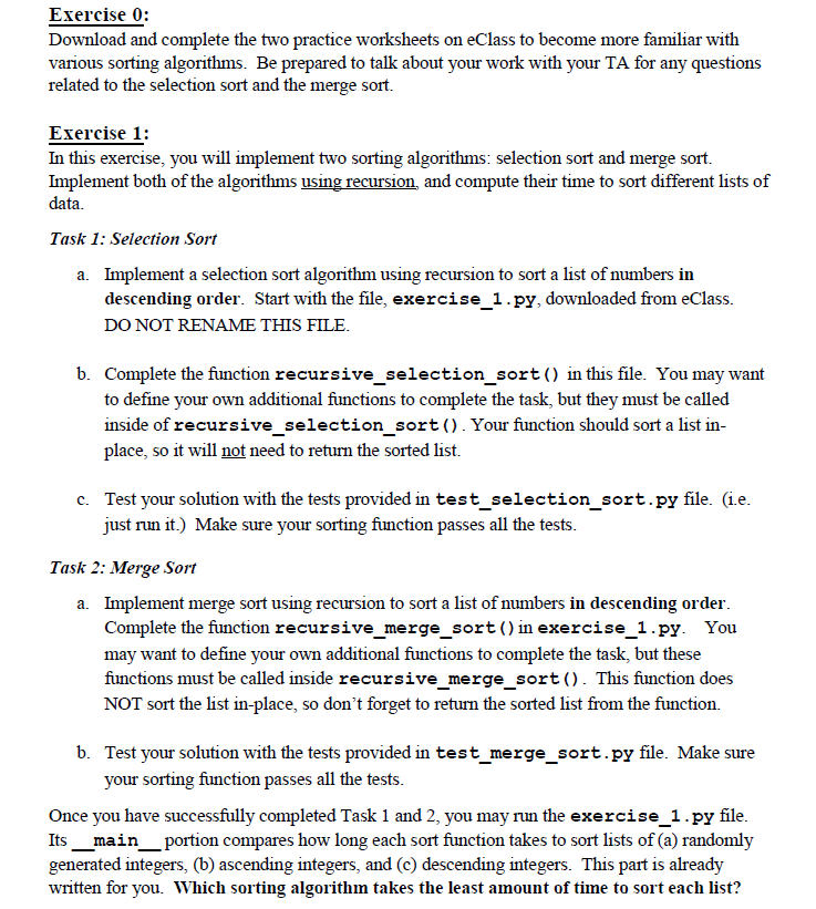 So that, In order to - Exercise 1 - Worksheet