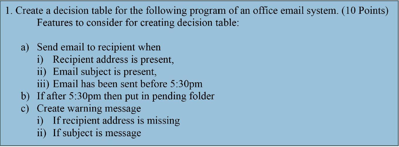 Solved 1. Create a decision table for the following program | Chegg.com