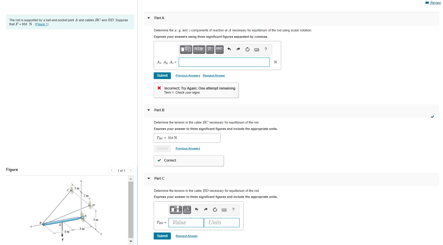 Solved Review Part A The rod is supported by a | Chegg.com