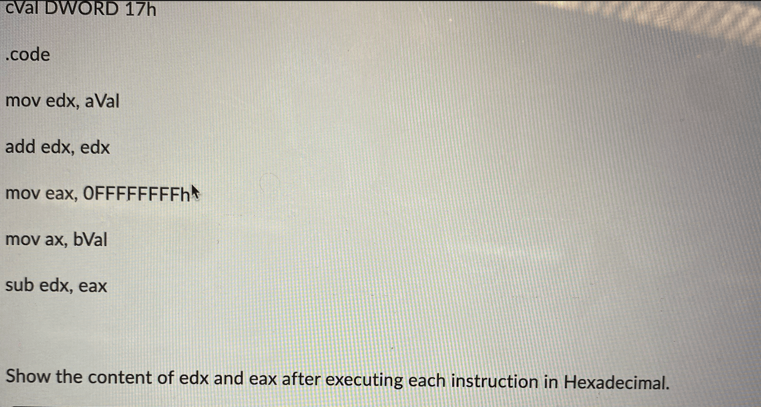 Solved What will be the values of register CL and the | Chegg.com