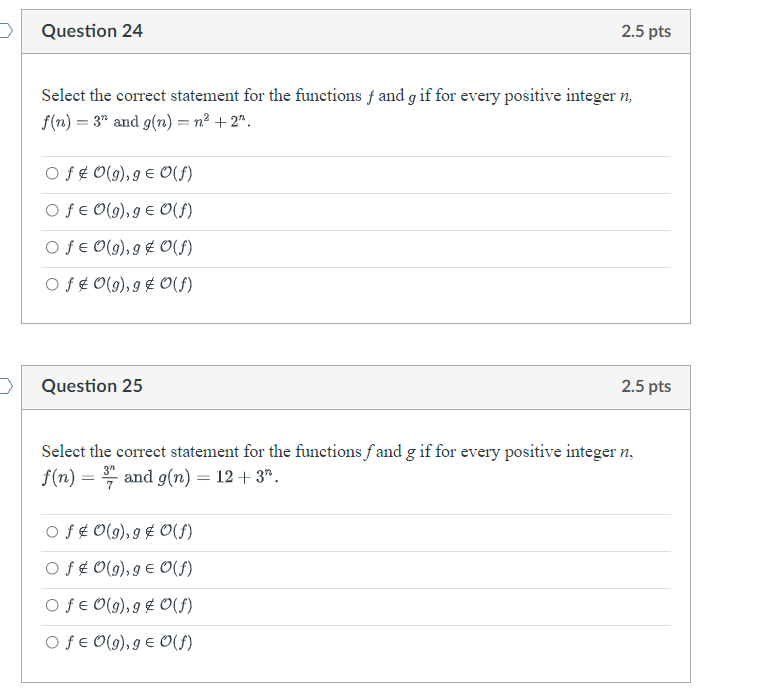 Select the correct statement for the functions f and | Chegg.com