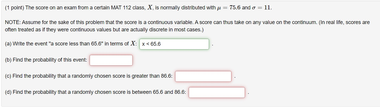 Solved 1 Point The Score On An Exam From A Certain Mat