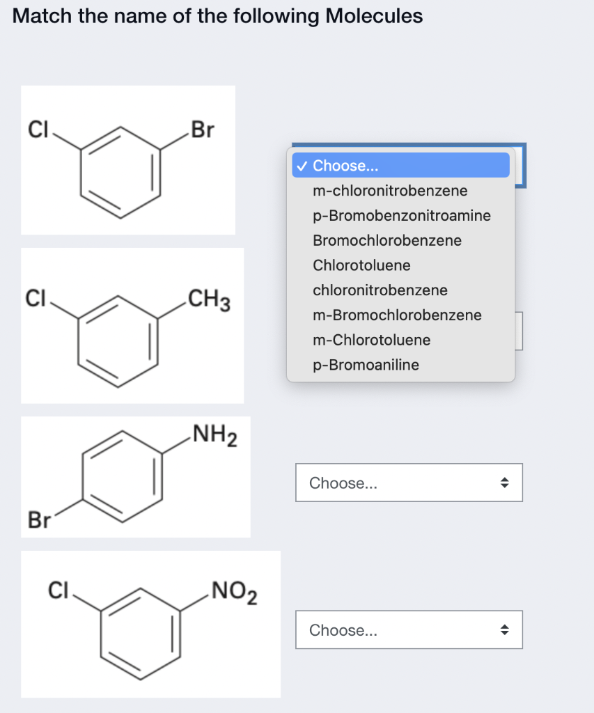 Solved Match The Name Of The Following Molecules | Chegg.com