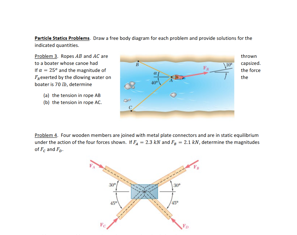 Solved Particle Statics Problems. Draw A Free Body Diagram | Chegg.com