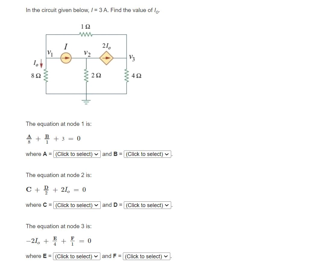Solved In the circuit given below, I = 3 A. Find the value | Chegg.com