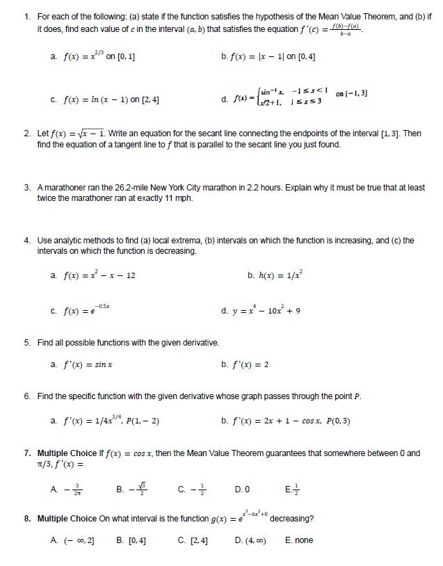 Solved 1. For each of the following: (a) state if the | Chegg.com