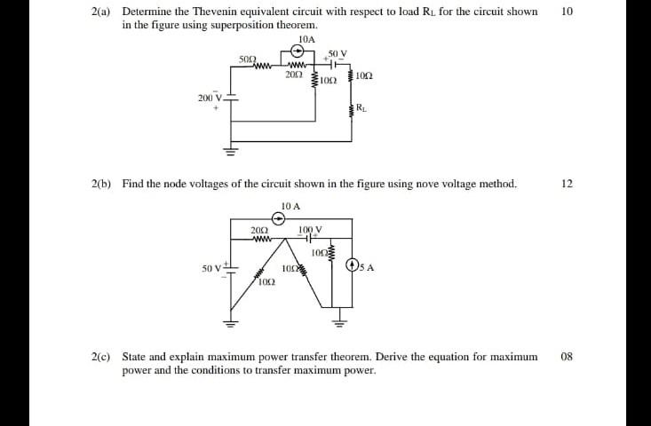 Solved 10 2(a) Determine the Thevenin equivalent circuit | Chegg.com