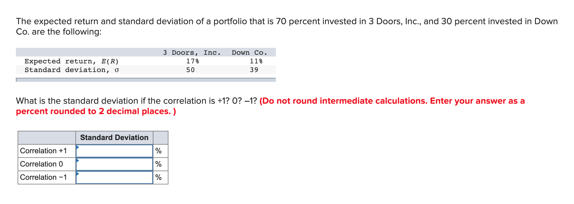 Solved The Expected Return And Standard Deviation Of A | Chegg.com