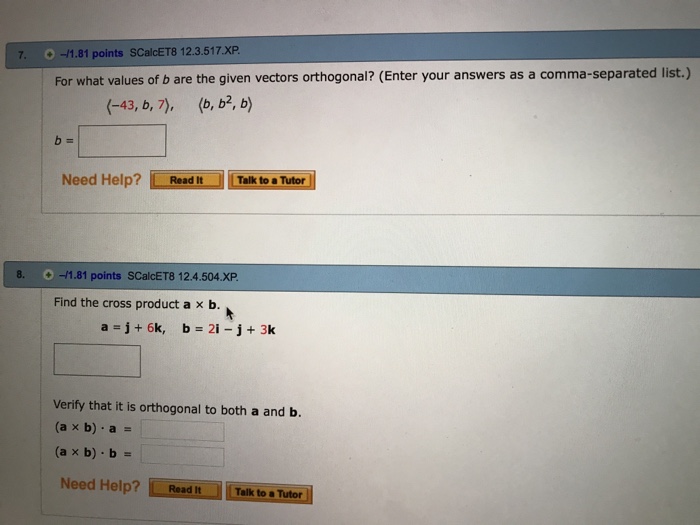 Solved For What Values Of B Are The Given Vectors | Chegg.com