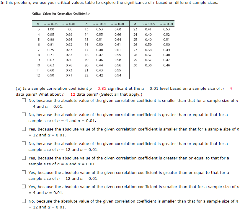 Solved In this problem, we use your critical values table to | Chegg.com