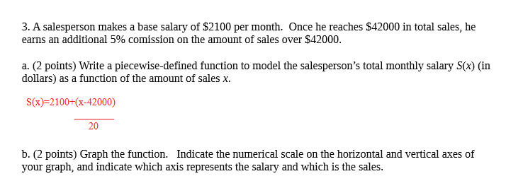 Solved 3. A salesperson makes a base salary of $2100 per | Chegg.com