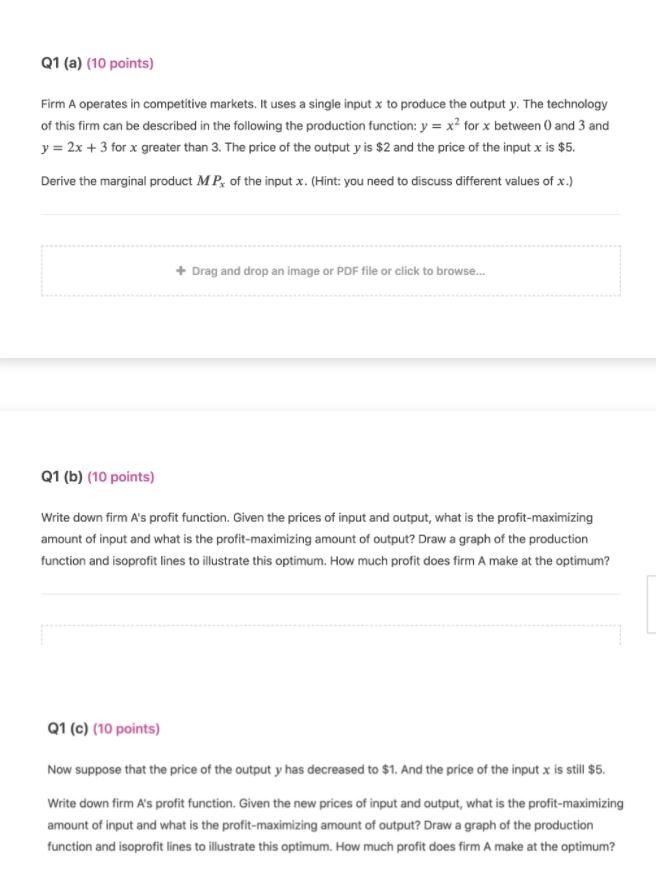 Solved Q1 (a) (10 points) Firm A operates in competitive | Chegg.com