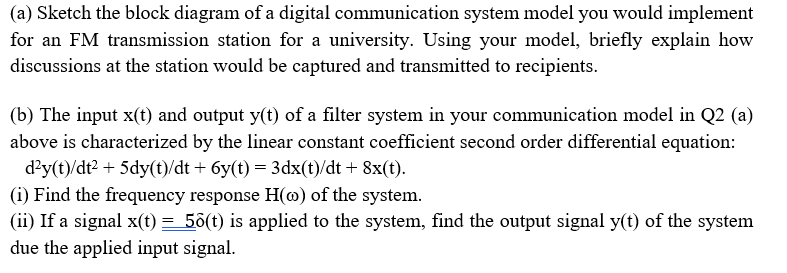 Solved (a) Sketch the block diagram of a digital | Chegg.com