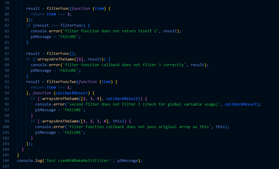 The test JavaScript file we give you ( ) declares | Chegg.com image.