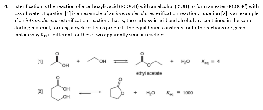 Solved Esterification is the reaction of a carboxylic acid | Chegg.com