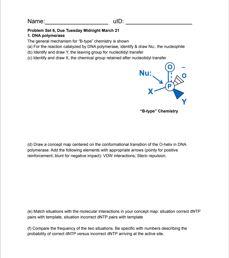 Problem Set 6, Due Tuesday Midnight March 21 1. DNA | Chegg.com