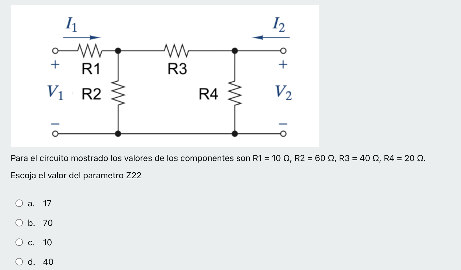 1 1 12 w R1 + R3 V1 R2 R4 V2 Para el circuito mostrado los valores de los componentes son R1 = 10 12, R2 = 60 12, R3 = 40 12,