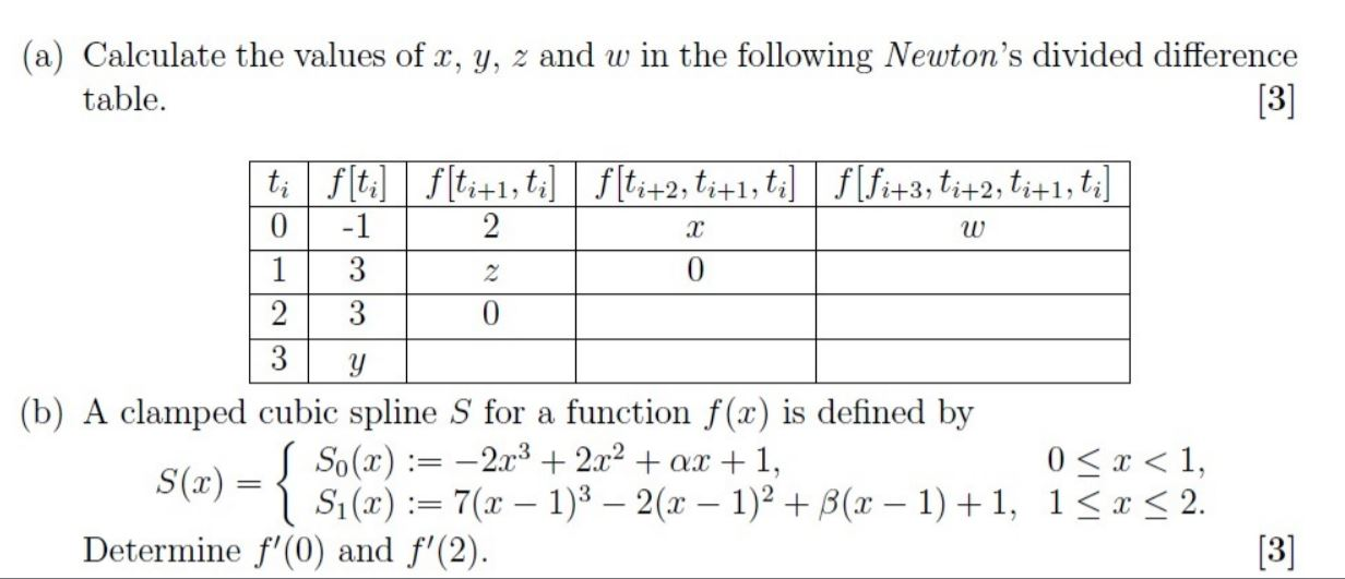 (a) Calculate the values of x, y, z and w in the | Chegg.com