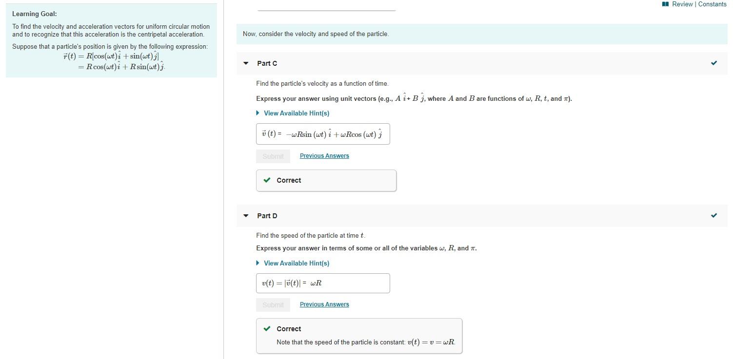 Solved Part G And Part H Please To Find The Velocity And Chegg Com