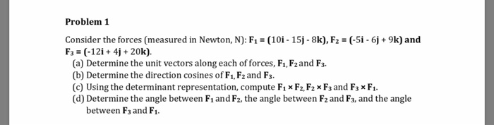 Solved Problem 1 Consider the forces (measured in Newton, | Chegg.com