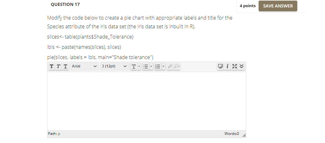 Solved QUESTION 17 4 points SAVE ANSWER Modify the code | Chegg.com