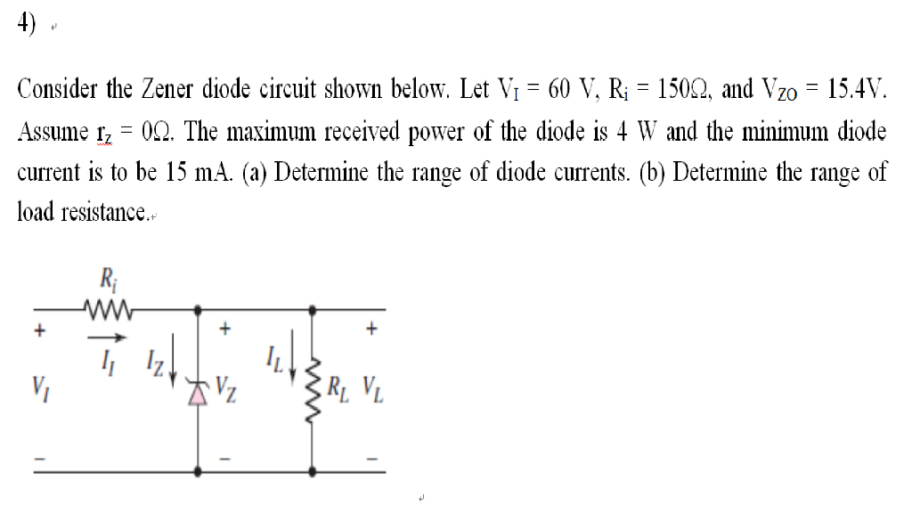 Solved Consider The Zener Diode Circuit Shown Below. Let V1 | Chegg.com