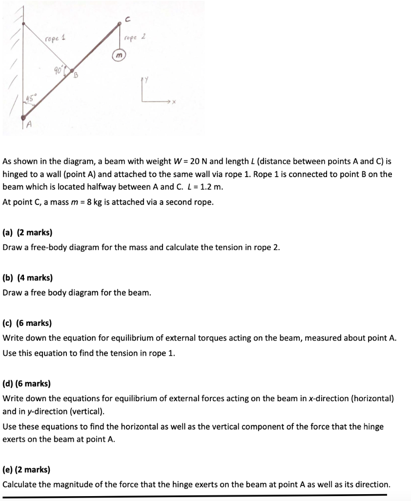 Solved с rope 1 rope 2 907 B 145 As shown in the diagram, a | Chegg.com