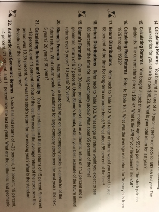 Solved 4. Calculating Returns You bought a share of 3.9 | Chegg.com