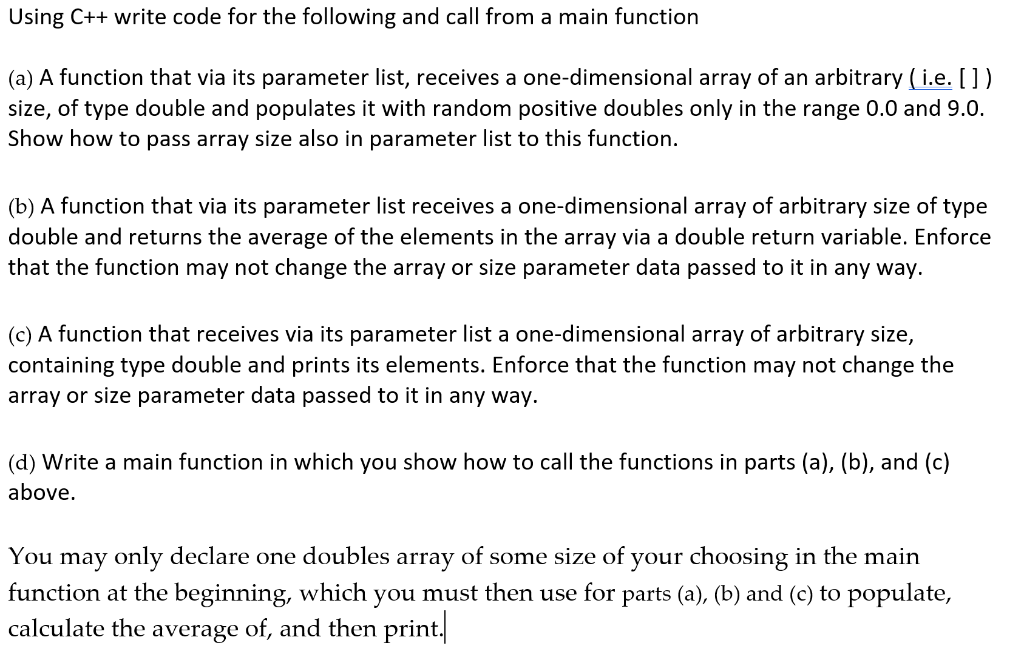 Solved (a) A function that via its parameter list, receives | Chegg.com