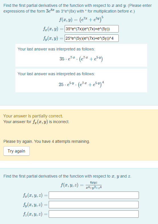 Solved Find the first partial derivatives of the function | Chegg.com
