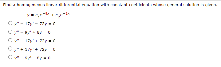 Solved Find a homogeneous linear differential equation with | Chegg.com