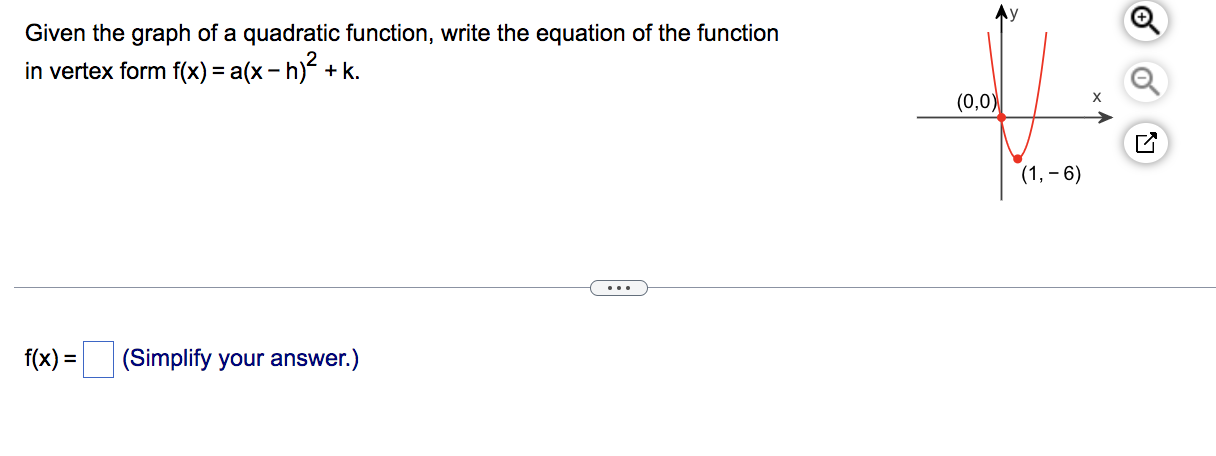 Solved Given the graph of a quadratic function, write the | Chegg.com