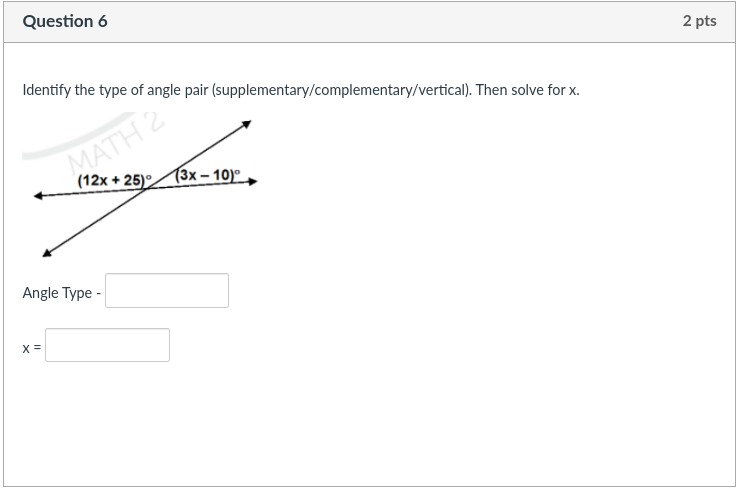 Solved Identify the type of angle pair | Chegg.com