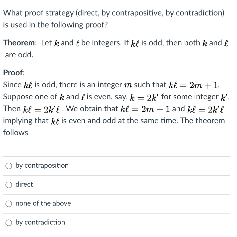 Solved What Proof Strategy (direct, By Contrapositive, By | Chegg.com