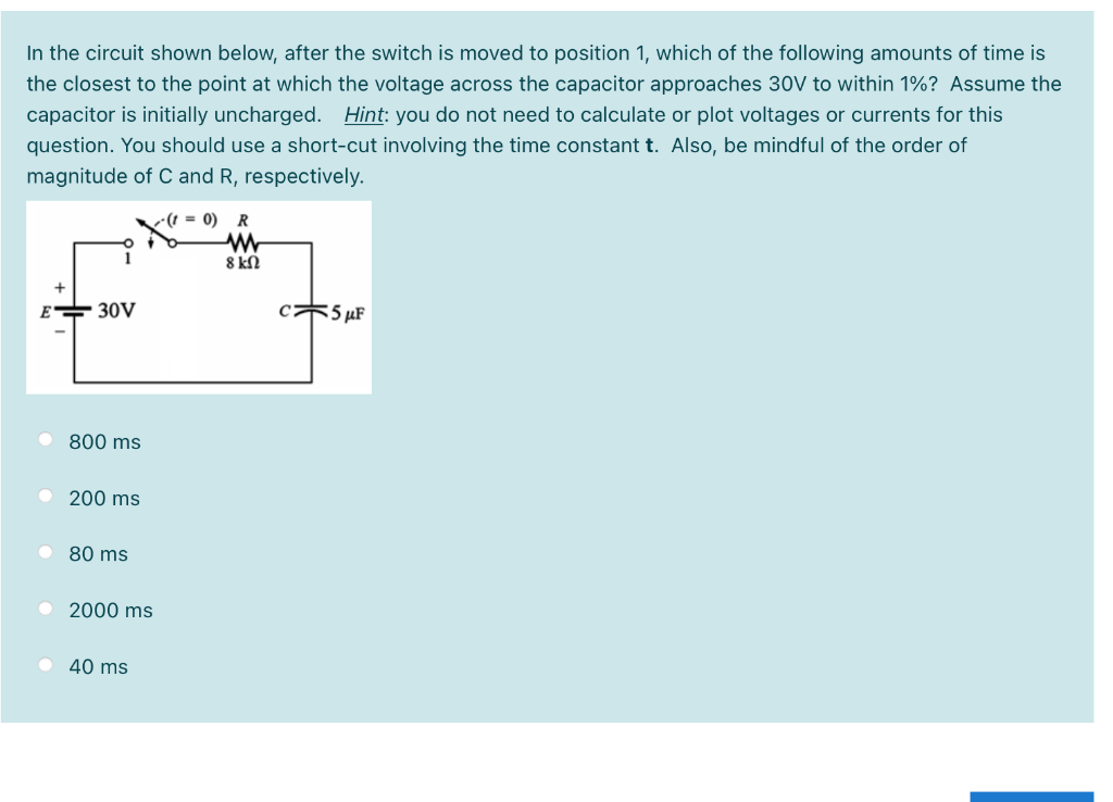 Solved In the circuit shown below, after the switch is moved | Chegg.com