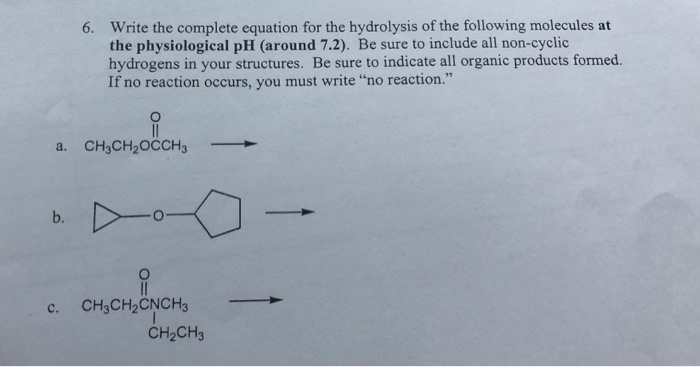Solved Write the complete equation for the hydrolysis of the | Chegg.com