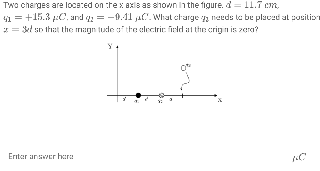 Solved Two charges are located on the x axis as shown in the | Chegg.com