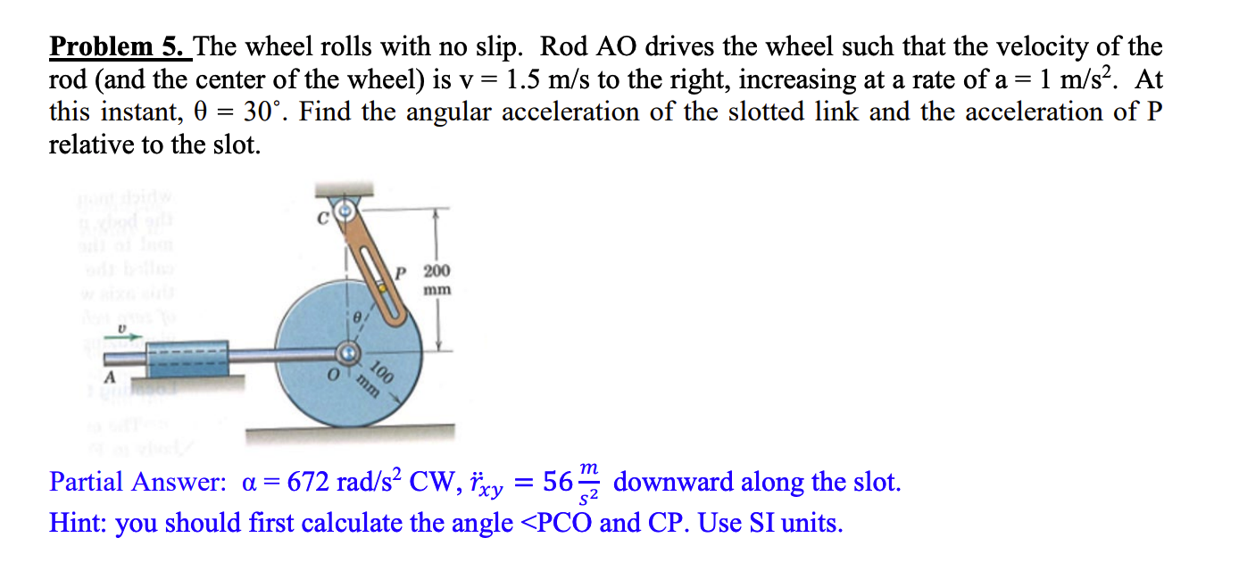 Solved Problem 5. The wheel rolls with no slip. Rod AO