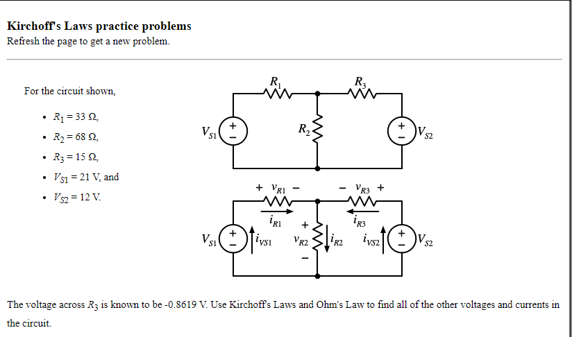 Solved Kirchoff's Laws Practice Problems Refresh The Page To | Chegg.com