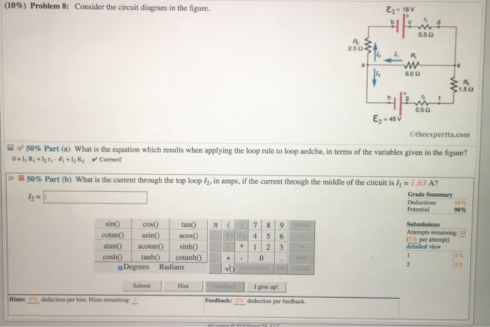 Solved (10%) Problem 8: Consider the circuit diagram in the | Chegg.com
